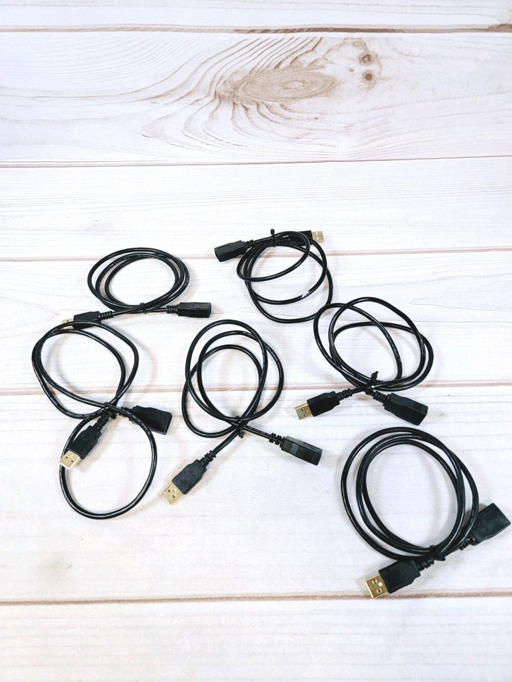 Lot of 6 Monoprice USB-A Male to USB-A Female 2.0 Extension Cables 28/24AWG 3Ft